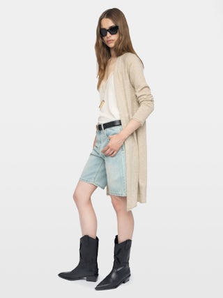 Daffyz Cardigan 100% Cashmere - V-neck pointelle cardigan.