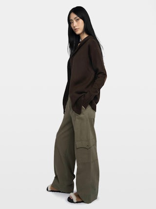 Cardigan Cosya - Cardigan à capuche avec patch western aux coudes.