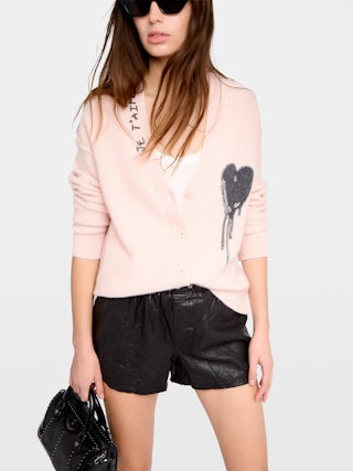 Mirkaz Cashmere Cardigan - Button-up cardigan with intarsia and hand embroidery.