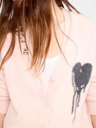 Cardigan Mirkaz 100% Cachemire - Cardigan boutonné avec intarsia et broderie main.