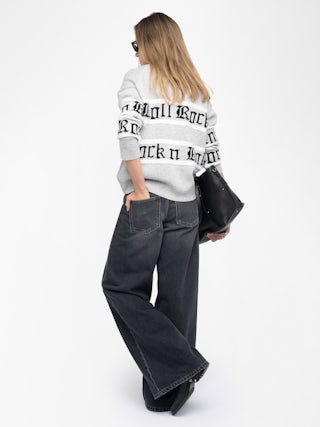 Cardigan Mirkaz - Cardigan boutonné avec rayures et Rock n Roll intarsia jacquard.