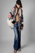 Ella Cashmere Jacket - Women's cashmere jacket with colourful fringes