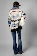 Ella Cashmere Jacket - Women's cashmere jacket with colourful fringes