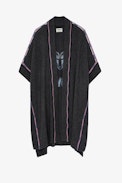 Cardigan Ottawa Cachemire - Cardigan lungo a maniche corte in cashmere grigio con ricami, Donna