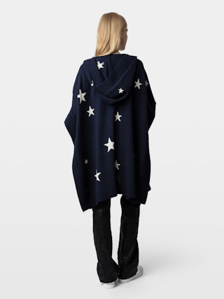 Inna 100% Cashmere Cardigan - Long cashmere gilet adorned with star motifs in intarsia jacquard.