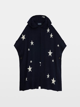 Inna 100% Cashmere Cardigan - Long cashmere gilet adorned with star motifs in intarsia jacquard.