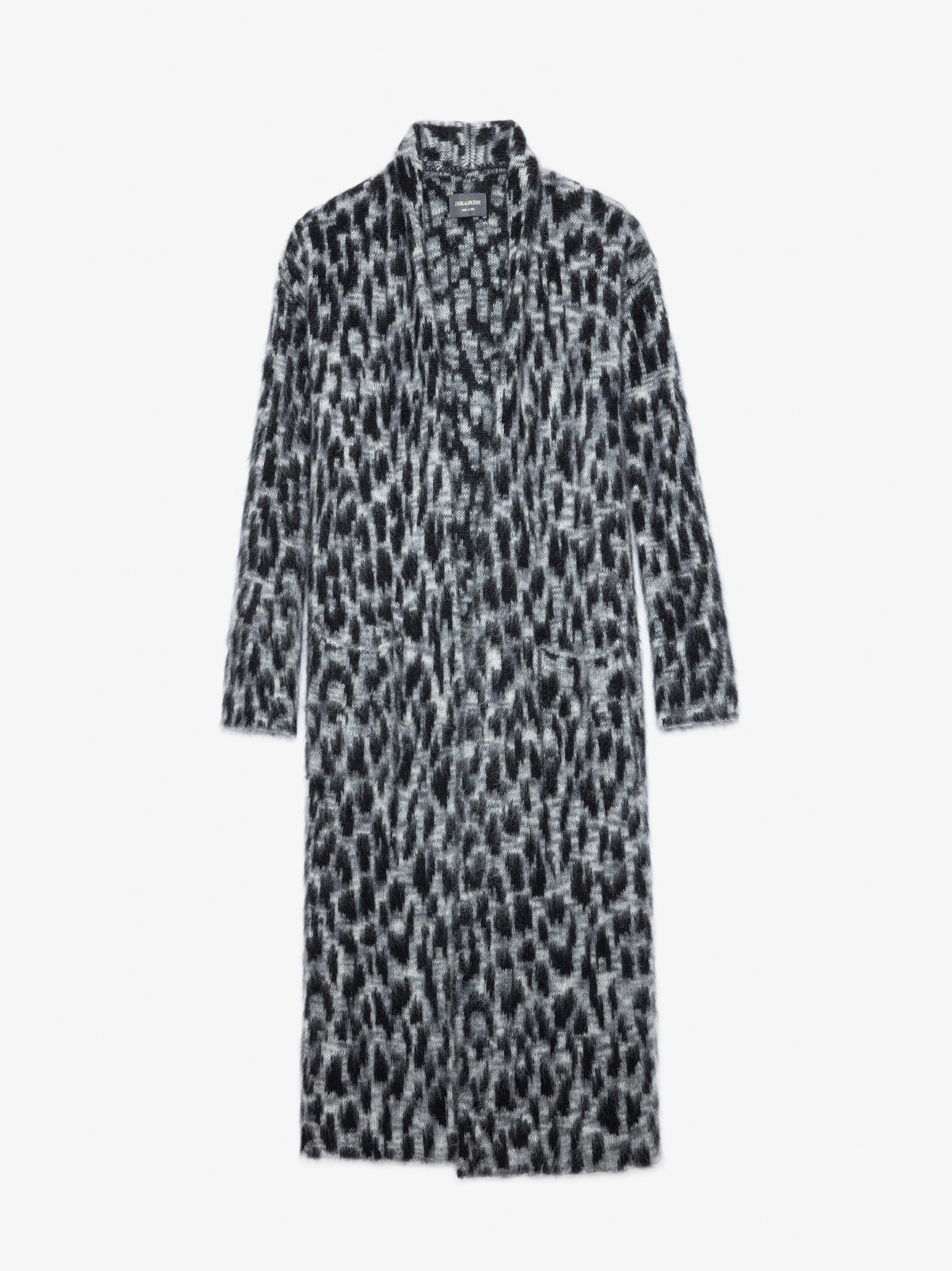 Tilda Leopard Cardigan - Women’s long line grey leopard-print cardigan.