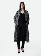 Tilda Leopard Cardigan - Women’s long line grey leopard-print cardigan.