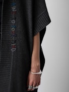 Inna Cashmere Cardigan - Long grey cashmere hooded cardicoat with short sleeves and customized details designed by Humberto Cruz.