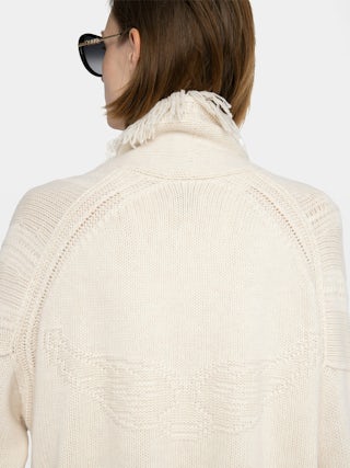 Alpa Coat - Cardigan coat with fringe and wings at the back, tie closure.