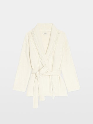 Alpa Coat - Cardigan coat with fringe and wings at the back, tie closure.