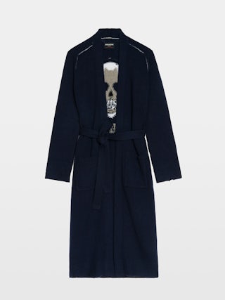 Salonny Skull Cashmere Cardigan - Long cardigan with intarsia skull on back.