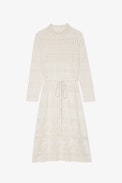 Robe Cecily ZV - Robe en lin et coton écru à col montant et manches longues Femme