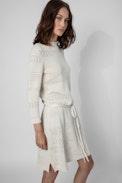 Robe Cecily ZV - Robe en lin et coton écru à col montant et manches longues Femme