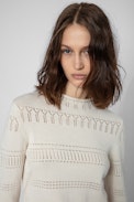 Robe Cecily ZV - Robe en lin et coton écru à col montant et manches longues Femme