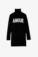 Abito Almira We Amour - Abito dolcevita in maglia nera con motivo Amour donna