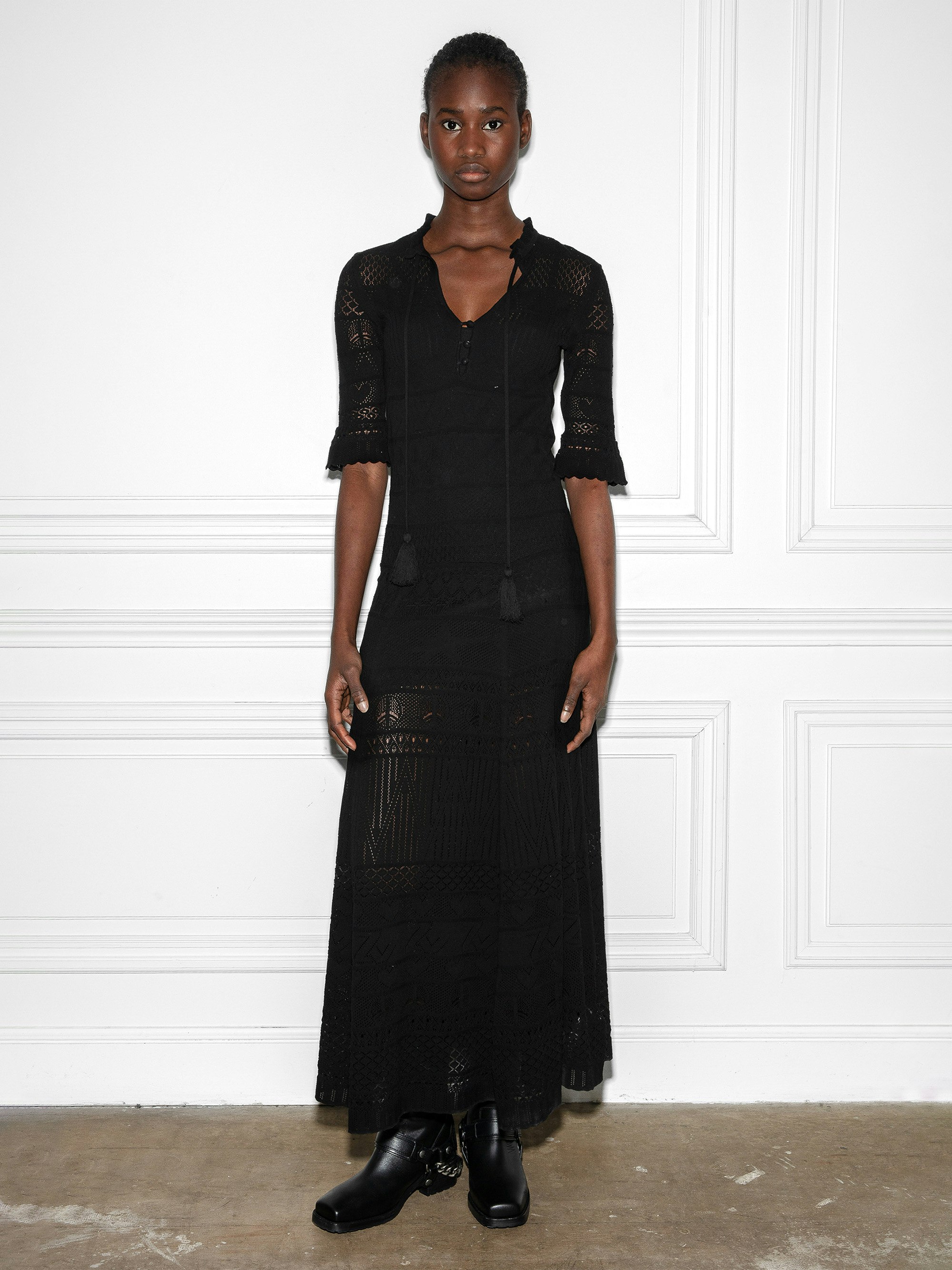 Long black crochet cotton dress | Zadig&Voltaire Long black crochet cotton dress | Zadig&Voltaire