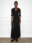 Robe Memphis - Robe longue crochet en coton pointelle munie de liens à pompon.