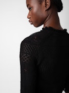 Robe Memphis - Robe longue crochet en coton pointelle munie de liens à pompon.