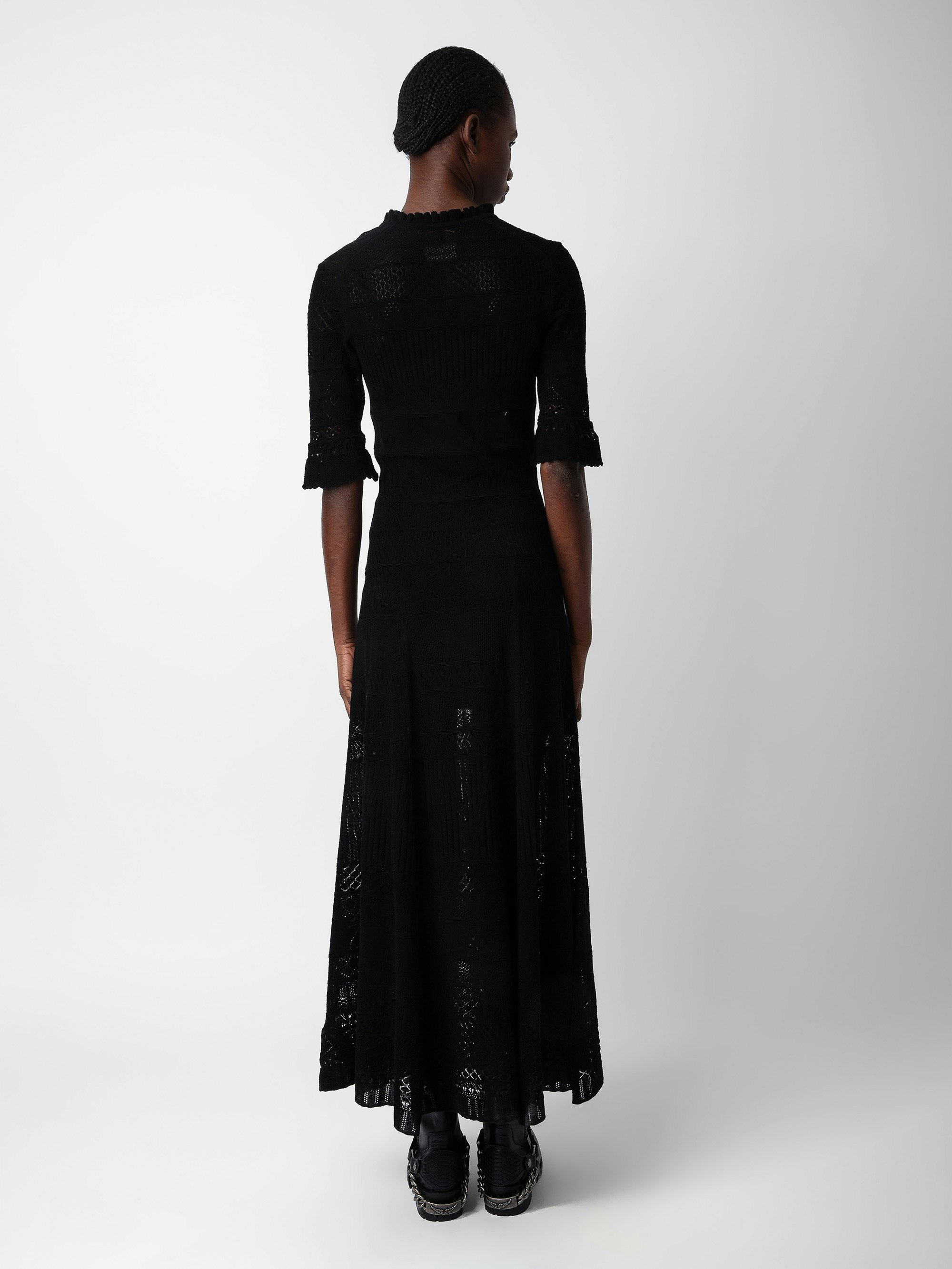 Long black crochet cotton dress | Zadig&Voltaire