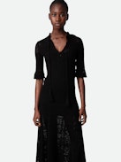 Robe Memphis - Robe longue crochet en coton pointelle munie de liens à pompon.