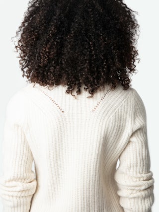 Robe Alky 100% Laine Merinos - Robe courte à torsades ajourées et boutons.