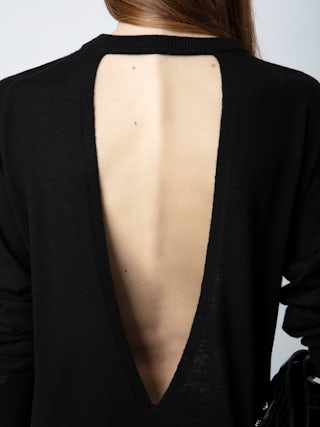 Robe Kanjy 100% Laine - Robe courte à décolleté V au dos et broderie ailes au poignet.