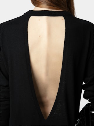 Dress Kanjy 100% Wool - Short dress with V-back and wings embroidery on the cuff.