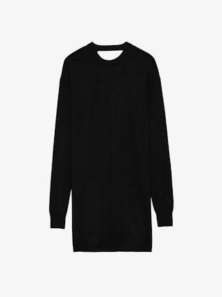 Robe Kanjy 100% Laine - Robe courte à décolleté V au dos et broderie ailes au poignet.