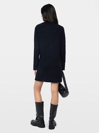 Robe Maltyd - Robe col rond manches longues rayée avec boutons loups.