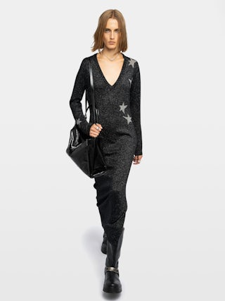 Kleid Stelly - Kleid mit Intarsia-Sternen aus Lurex.