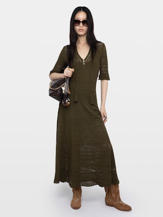 Robe Memphis - Robe longue en coton et pointelle.