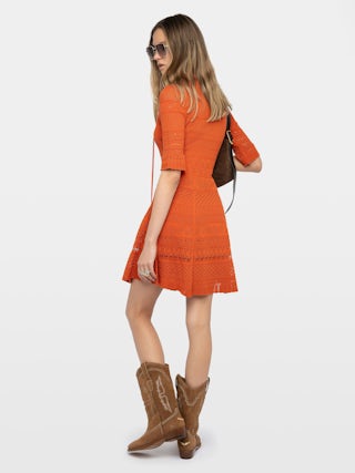 Dress Memphisa - Short pointelle cotton dress.