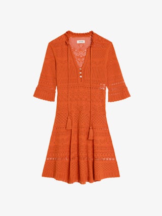 Dress Memphisa - Short pointelle cotton dress.
