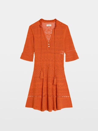 Dress Memphisa - Short pointelle cotton dress.