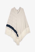 Poncho Linn Cashmere - Maxi poncho in beige knitwear for women