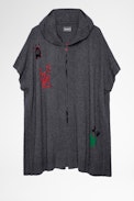 Cardigan Inna - Cardigan lungo donna con cappuccio con motivi design firmati Jormi