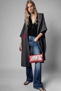 Cardigan Inna - Cardigan lungo donna con cappuccio con motivi design firmati Jormi