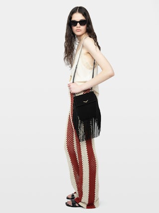 Pia White Crochet Pants - Striped crochet pants.