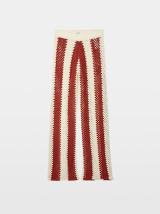 Pia White Crochet Pants - Striped crochet pants.