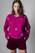 Markus Stars Cashmere Jumper - Women's cashmere jumper in beige with star print