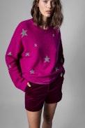 Markus Stars Cashmere Jumper - Women's cashmere jumper in beige with star print