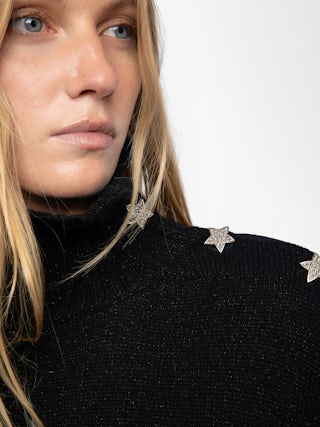 Alma Jumper - Turtleneck jumper with star buttons in 100% cashmere.