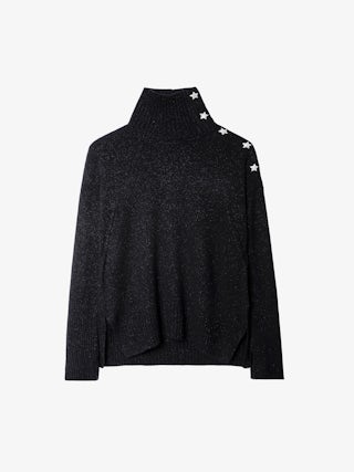 Alma Jumper - Turtleneck jumper with star buttons in 100% cashmere.