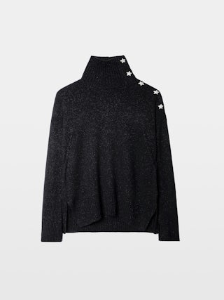Alma Jumper - Turtleneck jumper with star buttons in 100% cashmere.
