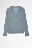 Pull Brumy Cachemire - Pull en cachemire bleu ciel à col V Femme