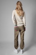 Tacy Sweater Cashmere - Women's pink cashmere sweater with contrasting cuffs