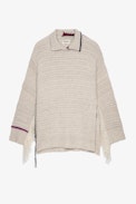 Maglione Cassidy Cashmere - Maglione lungo in maglia beige con frange donna