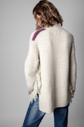 Maglione Cassidy Cashmere - Maglione lungo in maglia beige con frange donna
