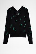 Maglione Azura Shiny - Maglione in lana merino motivo a stelle, donna